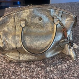 Tory Burch Gold Metallic Purse with Keychain